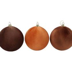 Hänger Kugel Velvet Joyful mix braun 3/Set D20cm