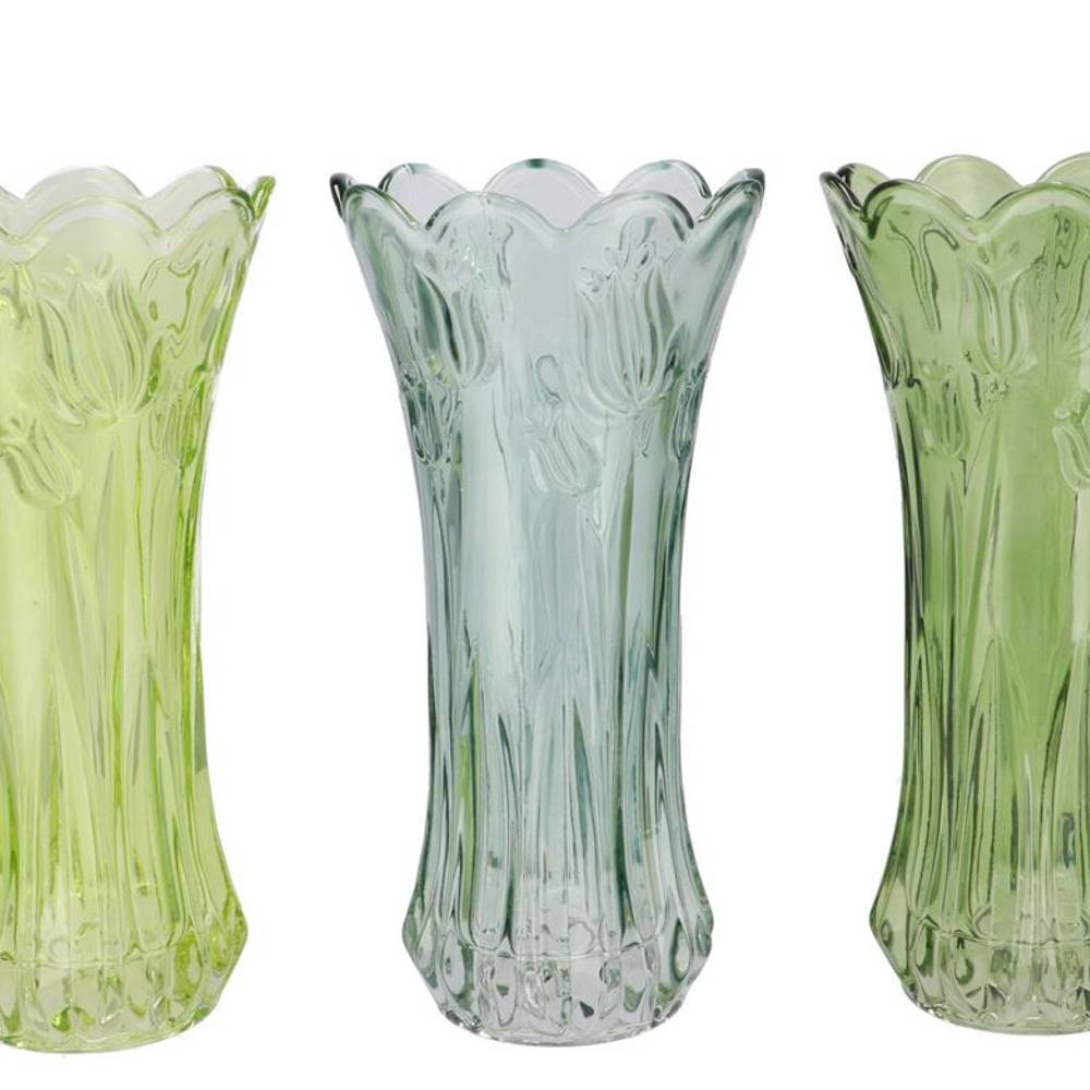 Glas Vase Delight Tulpe mix grün 15x30cm