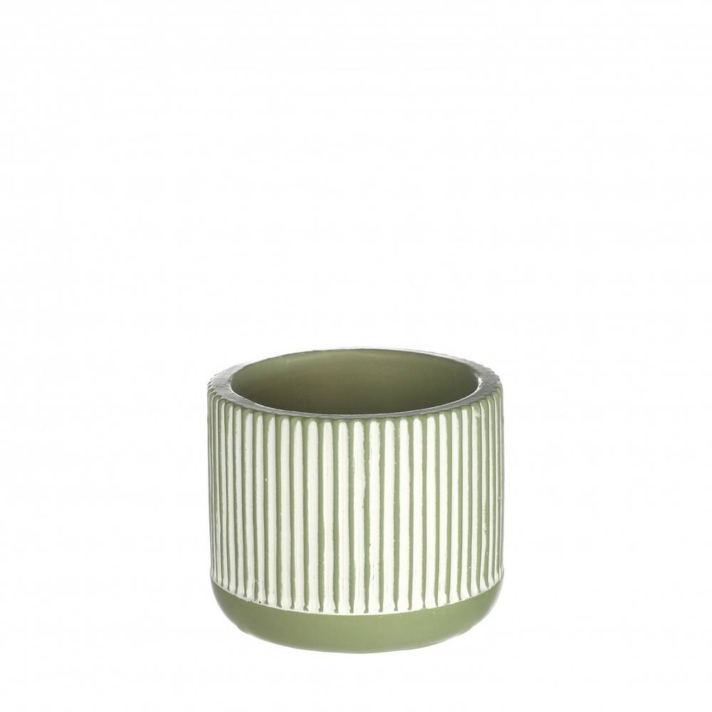 Keramik Übertopf Lines grün D07.5cm H06cm