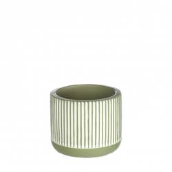 Keramik Übertopf Lines grün D07.5cm H06cm