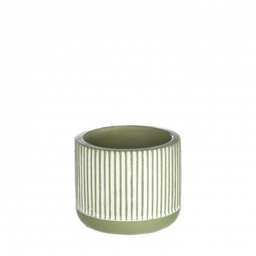 Keramik Übertopf Lines grün D07.5cm H06cm