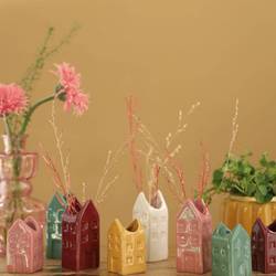 Keramik Vase Mini Haus mix D03cm H06cm
