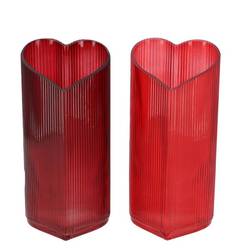 Glas Teelicht Herz Amour Rib mix rot 09x08x18cm