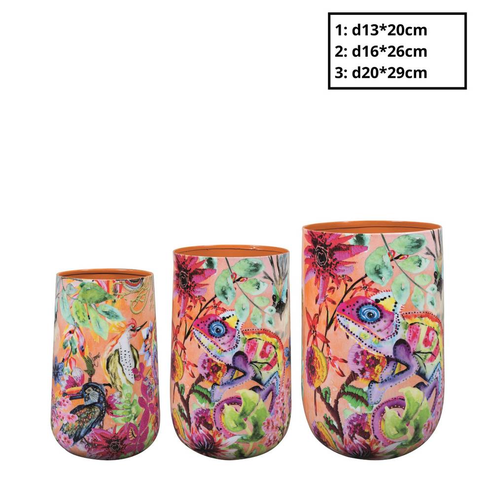 Metall Vase Tropical 3/Set D20cm H29cm