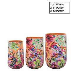Metall Vase Tropical 3/Set D20cm H29cm