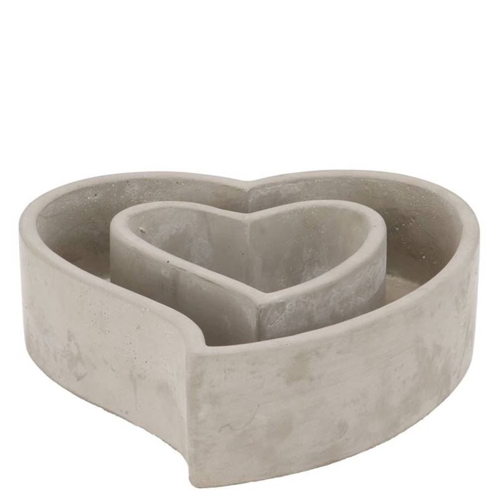 Beton Übertopf Herz grau 18,5x17x05cm