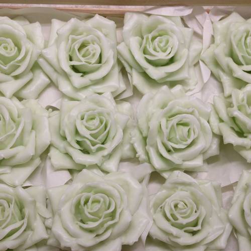 Seiden Wachs Rose im Kiste hell grün D10-12cm