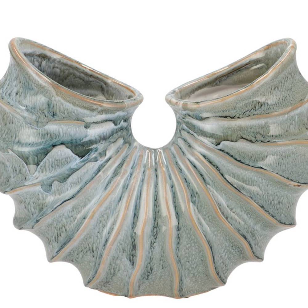 Keramik Vase Sifan Shell blau 31x10x25cm