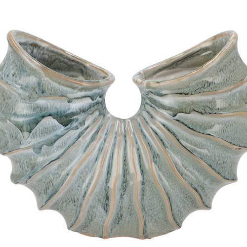 Keramik Vase Sifan Shell blau 31x10x25cm