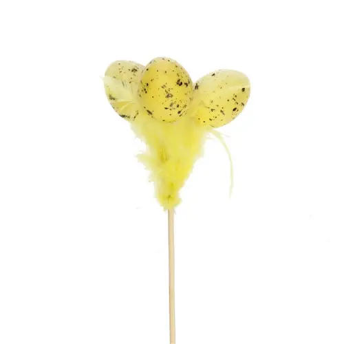 Ei+Federn x3 auf Stab gelb L50cm 04cm