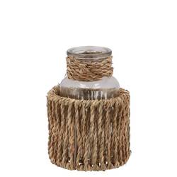 Glas Flasche Inca natur D09cm H08cm