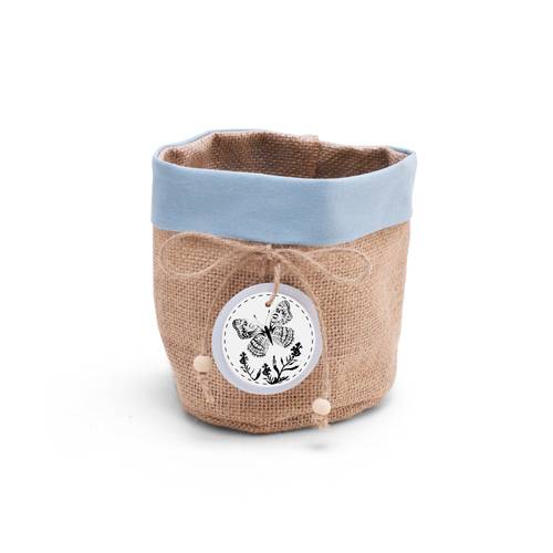 Übertopf Jute Butterfly blau D13cm H13cm