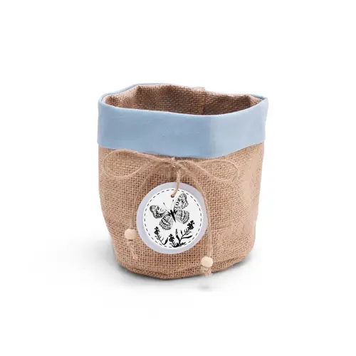 Übertopf Jute Butterfly blau D13cm H13cm