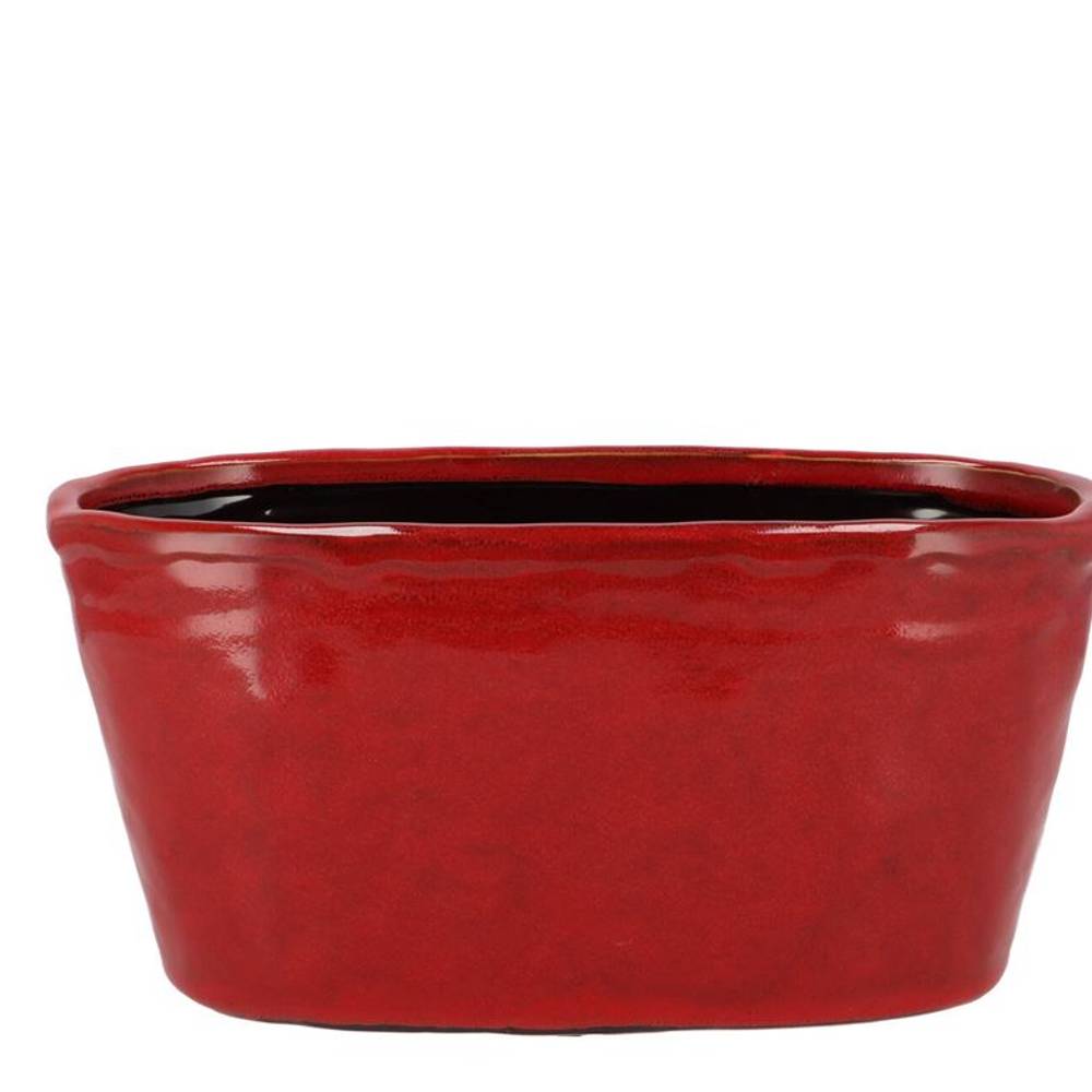 Keramik Übertopf Iron Stone rot 28x15x13cm