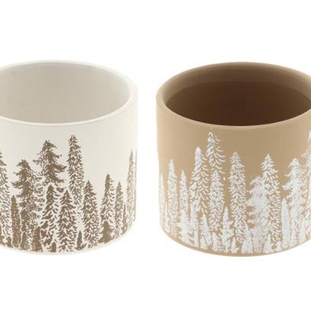 Keramik Übertopf Wald mix D11.8cm H10.5cm