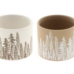 Keramik Übertopf Wald mix D11.8cm H10.5cm