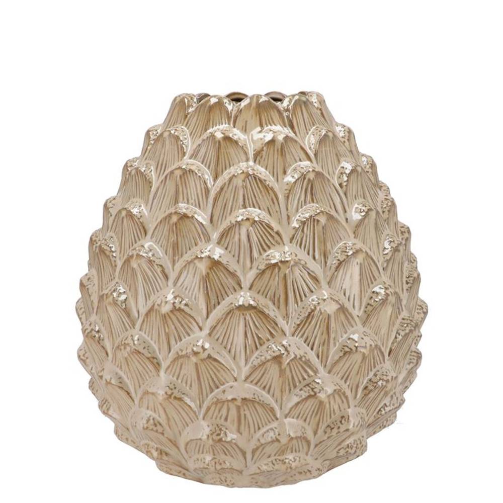 Keramik Vase Mika Pinecone creme 15x15cm