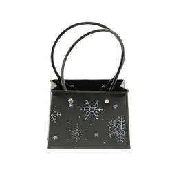 Übertopf Tasche Schneeflocke schwarz 15x14x11cm