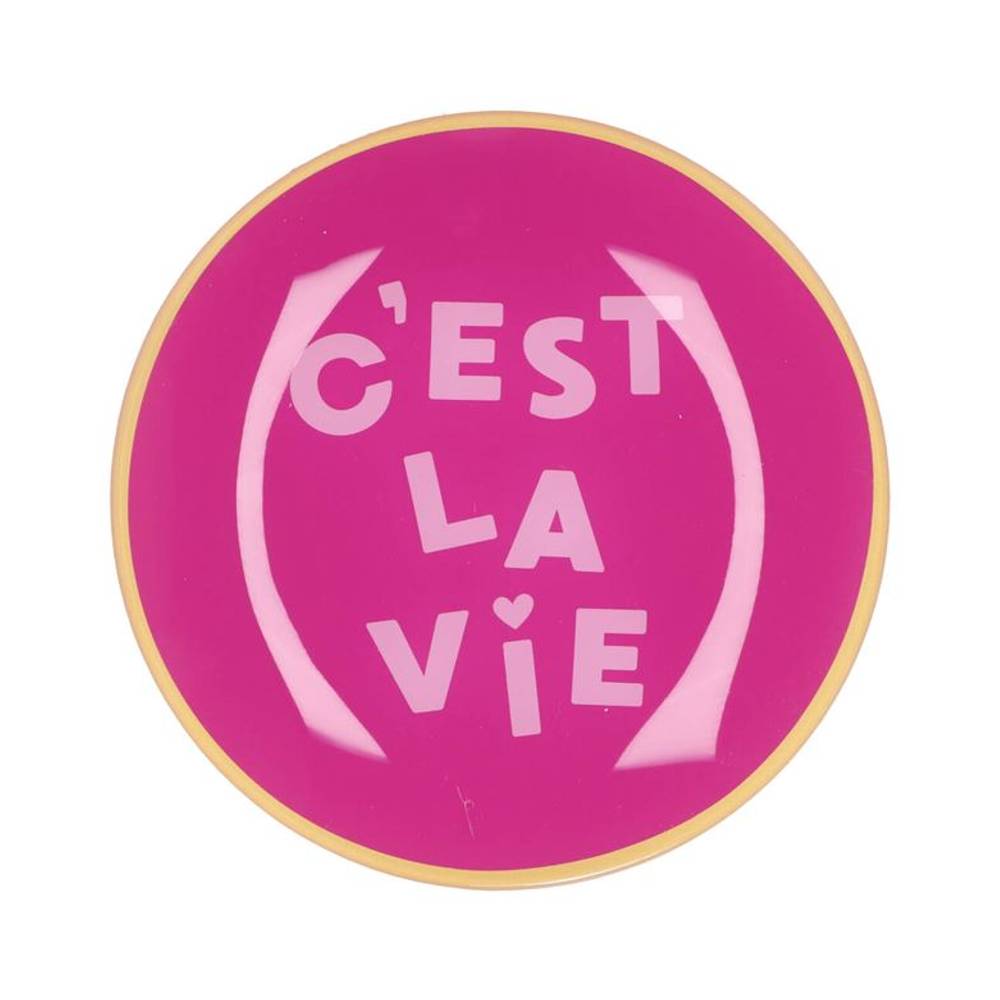 Teller Rund C'est La Vie fuchsia 18x18x02cm