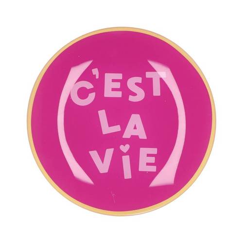 Teller Rund C'est La Vie fuchsia 18x18x02cm