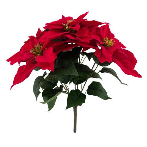Seiden Weihnachtsstern Strauss rot L41cm