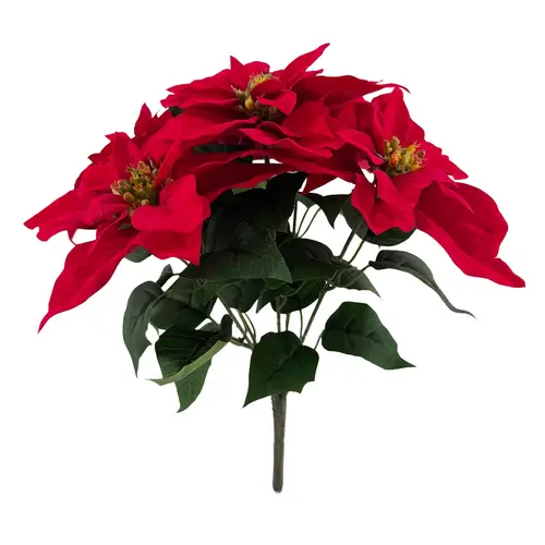 Seiden Weihnachtsstern Strauss rot L41cm