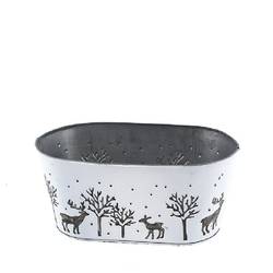 Zink Übertopf Winter weiss 24x14x10.5cm 