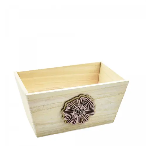 Holz Übertopf Dona rosa 19x11x10cm