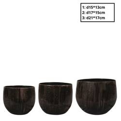 Metall Übertopf Skylar 3/Set dunkel braun D21cm H17cm