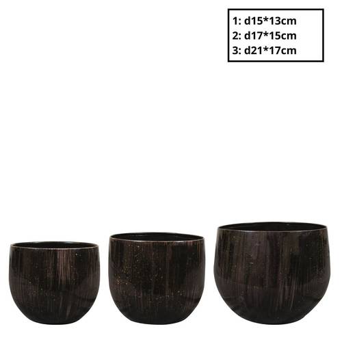 Metall Übertopf Skylar 3/Set dunkel braun D21cm H17cm