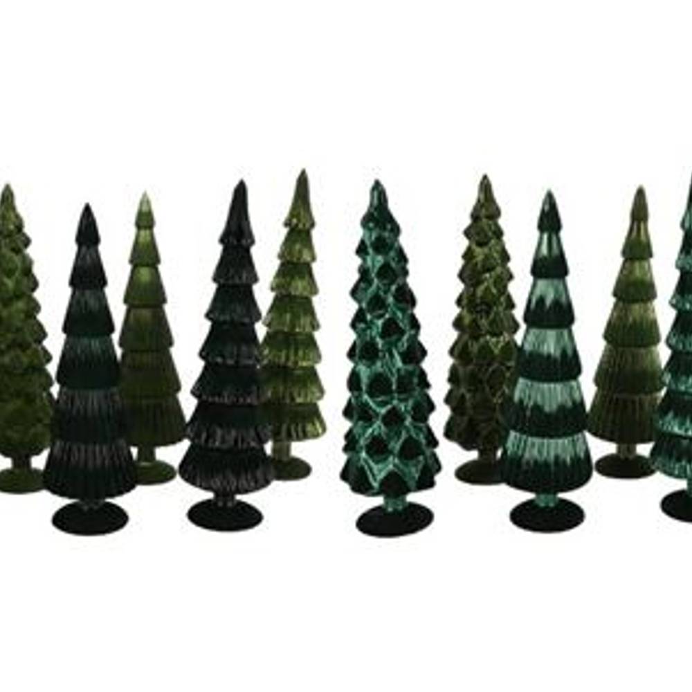 Glas Baum Twinkle Velvet mix grün 10x35cm