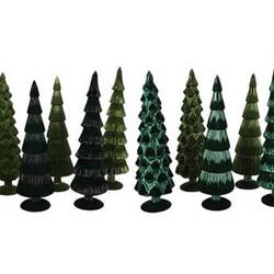 Glas Baum Twinkle Velvet mix grün 10x35cm
