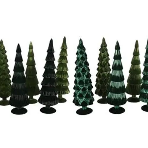 Glas Baum Twinkle Velvet mix grün 10x35cm