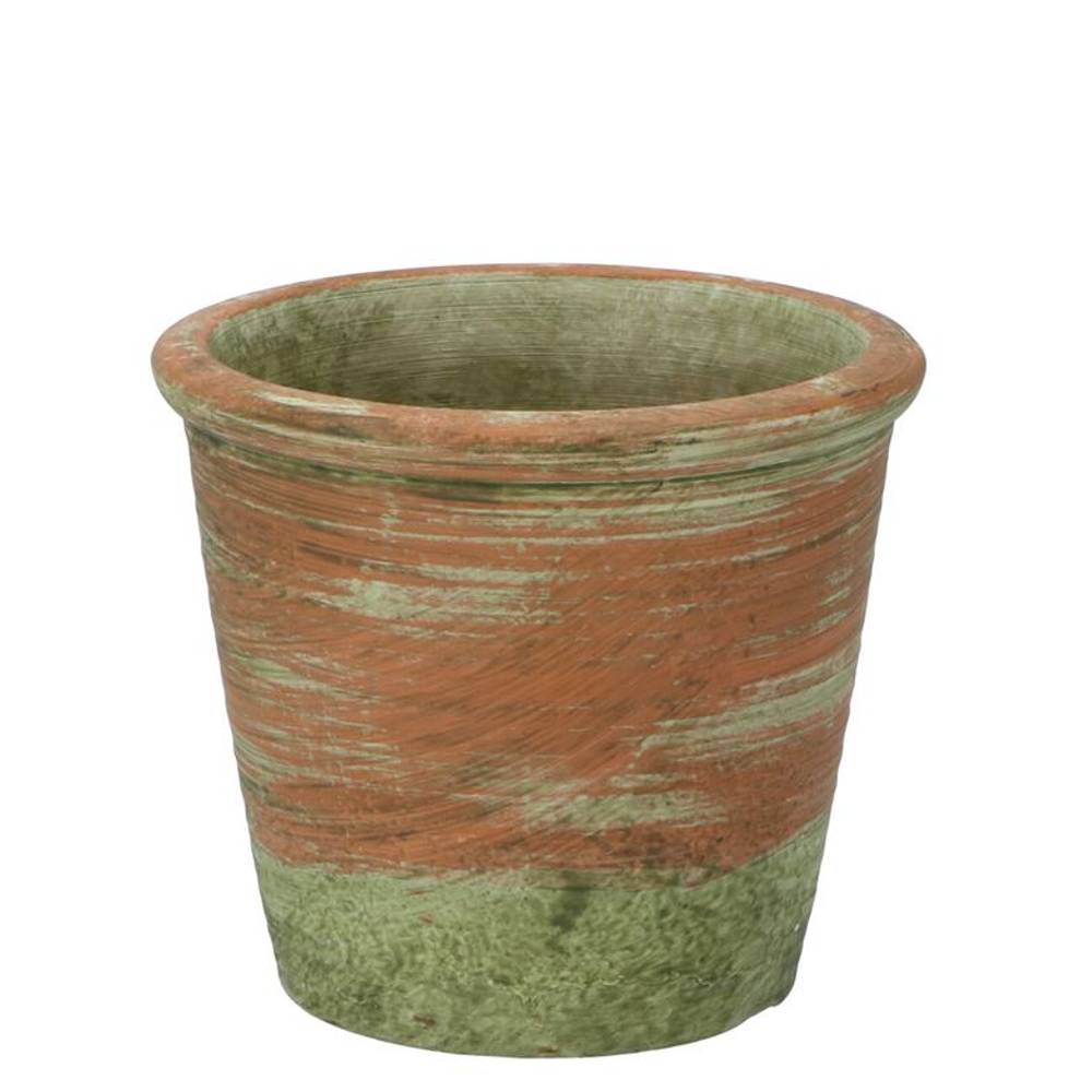 Keramik Übertopf Zement grün D14cm H12cm