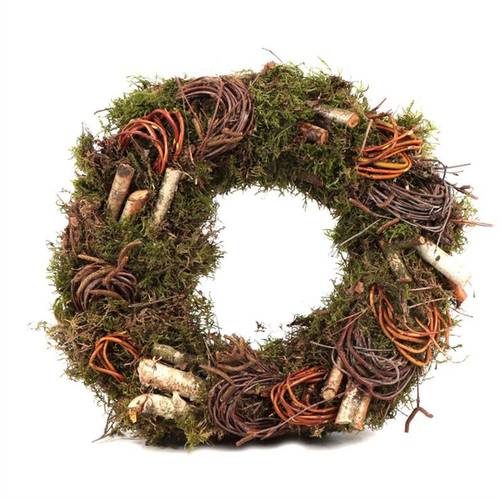 Kranz grun/braun Moos/Cornus/Birke D30cm (B05)