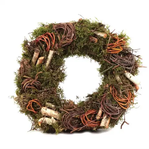 Kranz grun/braun Moos/Cornus/Birke D30cm (B05)