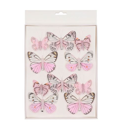 Schmetterling auf clip mix rosa 5-8cm 10ST