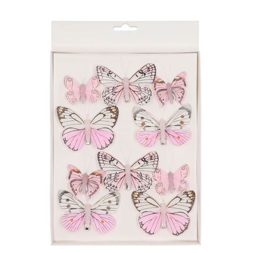 Schmetterling auf clip mix rosa 5-8cm 10ST