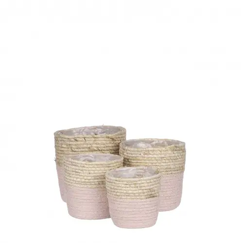 Korb Rachel rosa/natur 4/Set D18cm H18cm