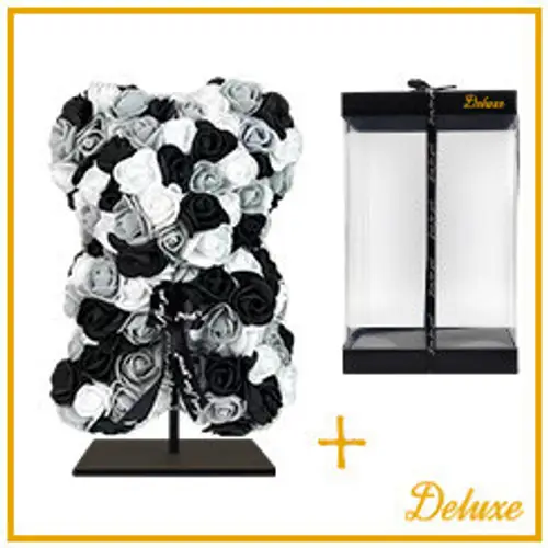 Foam Bär Rosen schwarz +Standard 25cm