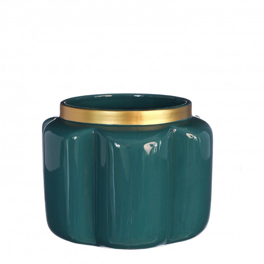Keramik Übertopf Pouff blau D15.5cm H12cm