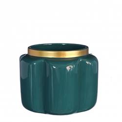 Keramik Übertopf Pouff blau D15.5cm H12cm