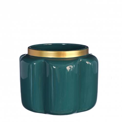 Keramik Übertopf Pouff blau D15.5cm H12cm