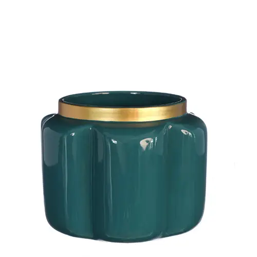 Keramik Übertopf Pouff blau D15.5cm H12cm