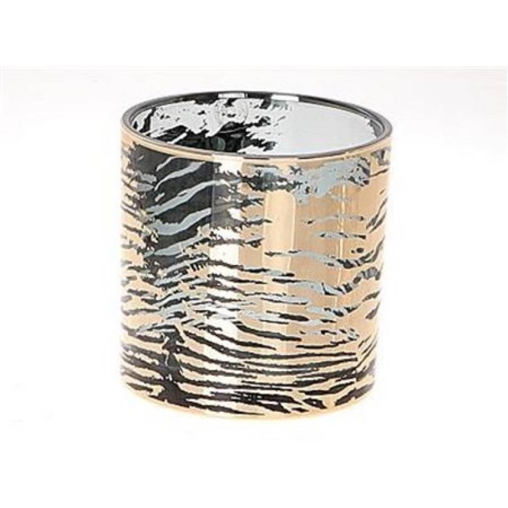 Glas Teelicht Zebra gold D15cm H15cm