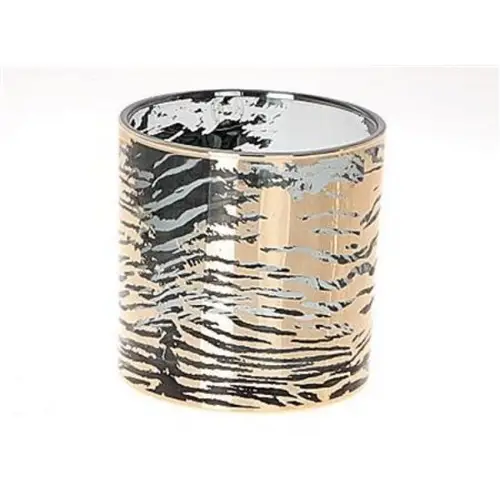 Glas Teelicht Zebra gold D15cm H15cm