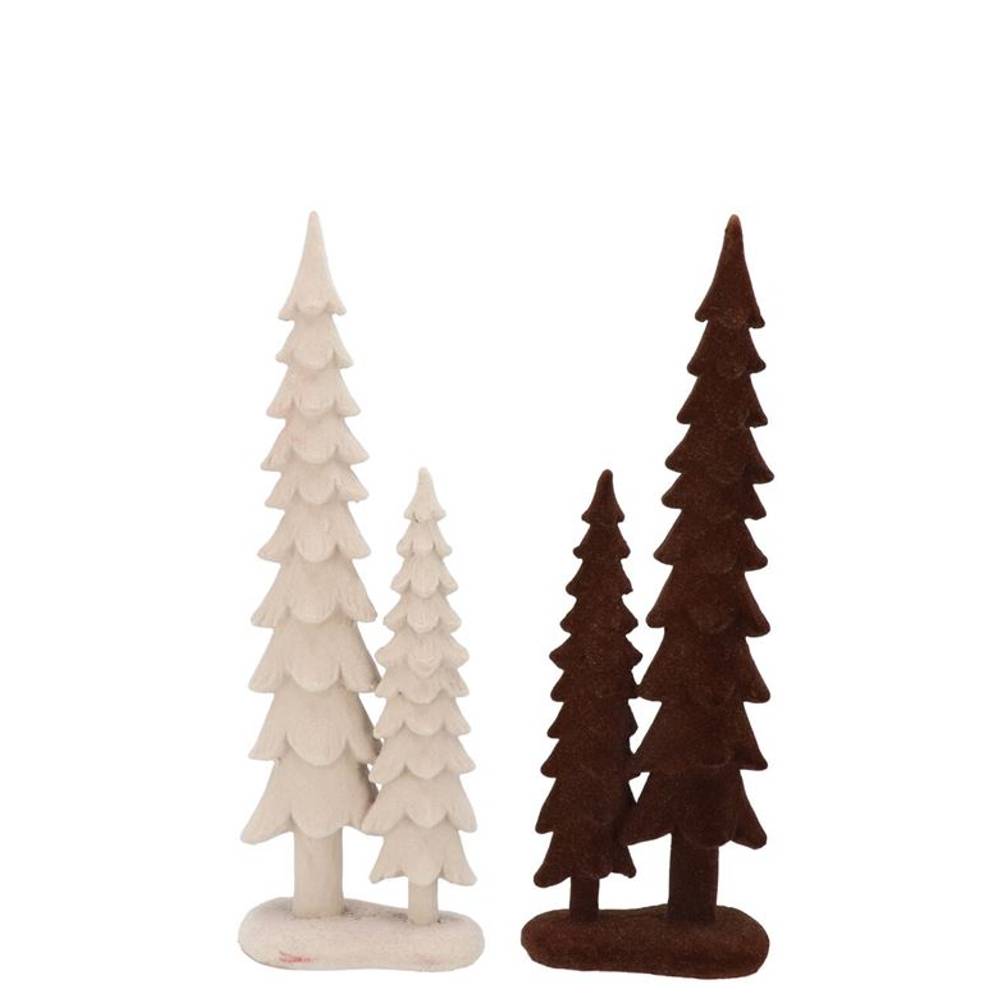 Baum Flock auf Fuss mix braun/creme 09x06x25cm