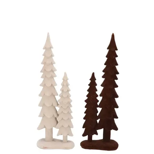 Baum Flock auf Fuss mix braun/creme 09x06x25cm