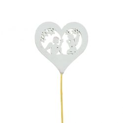 Herz auf Stab Engel weiss D07cm L20cm