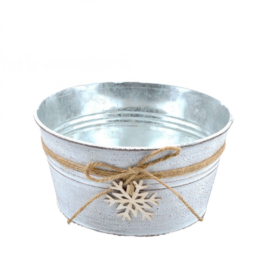 Zink Schneeflocke weiss d18cm h9cm